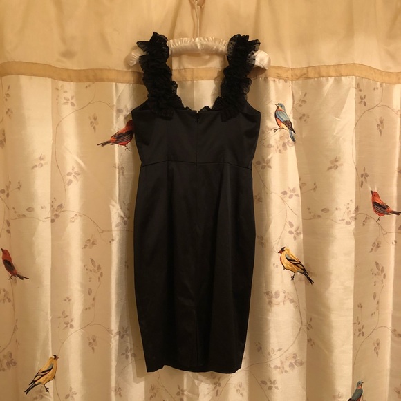 Black Maggy London Ruffle dress sz 2 - Picture 3 of 5